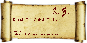 Kinál Zakária névjegykártya